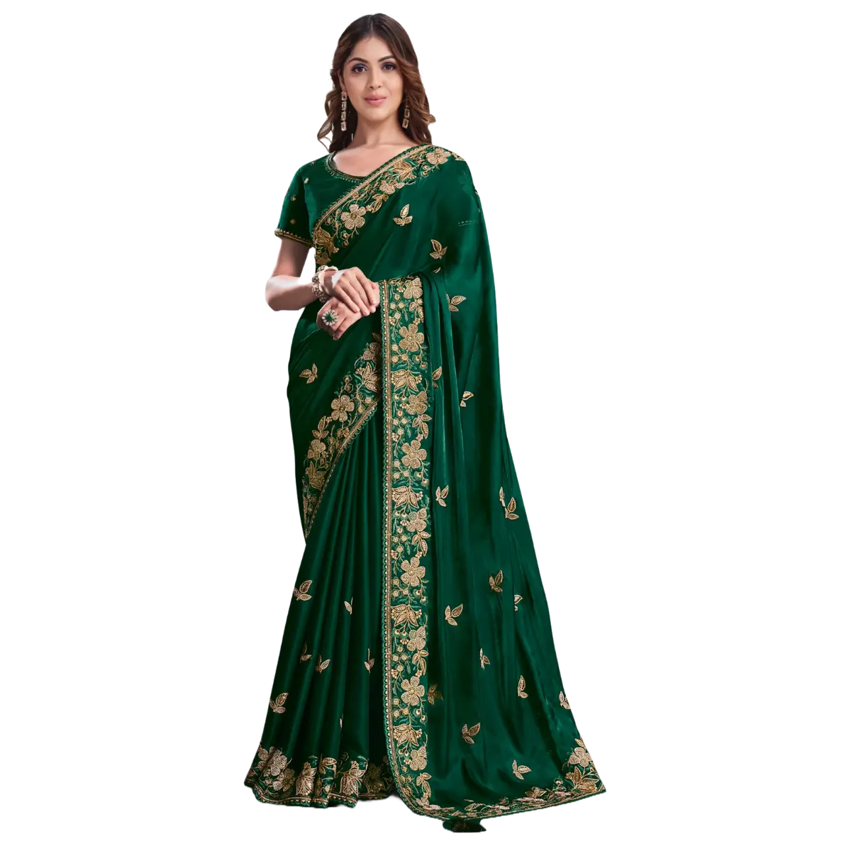 Banaras Green Color Resham Work Saree