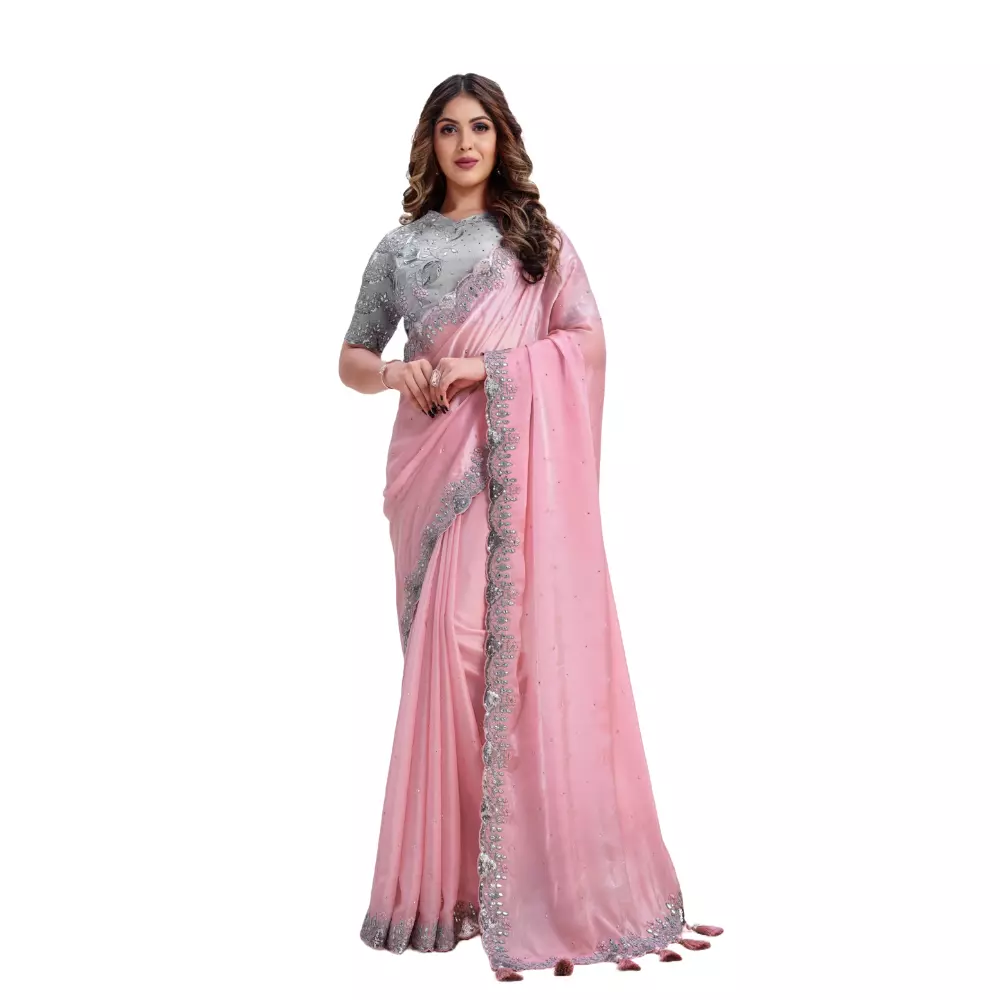 Stone Work Pink Color Banglore Saree