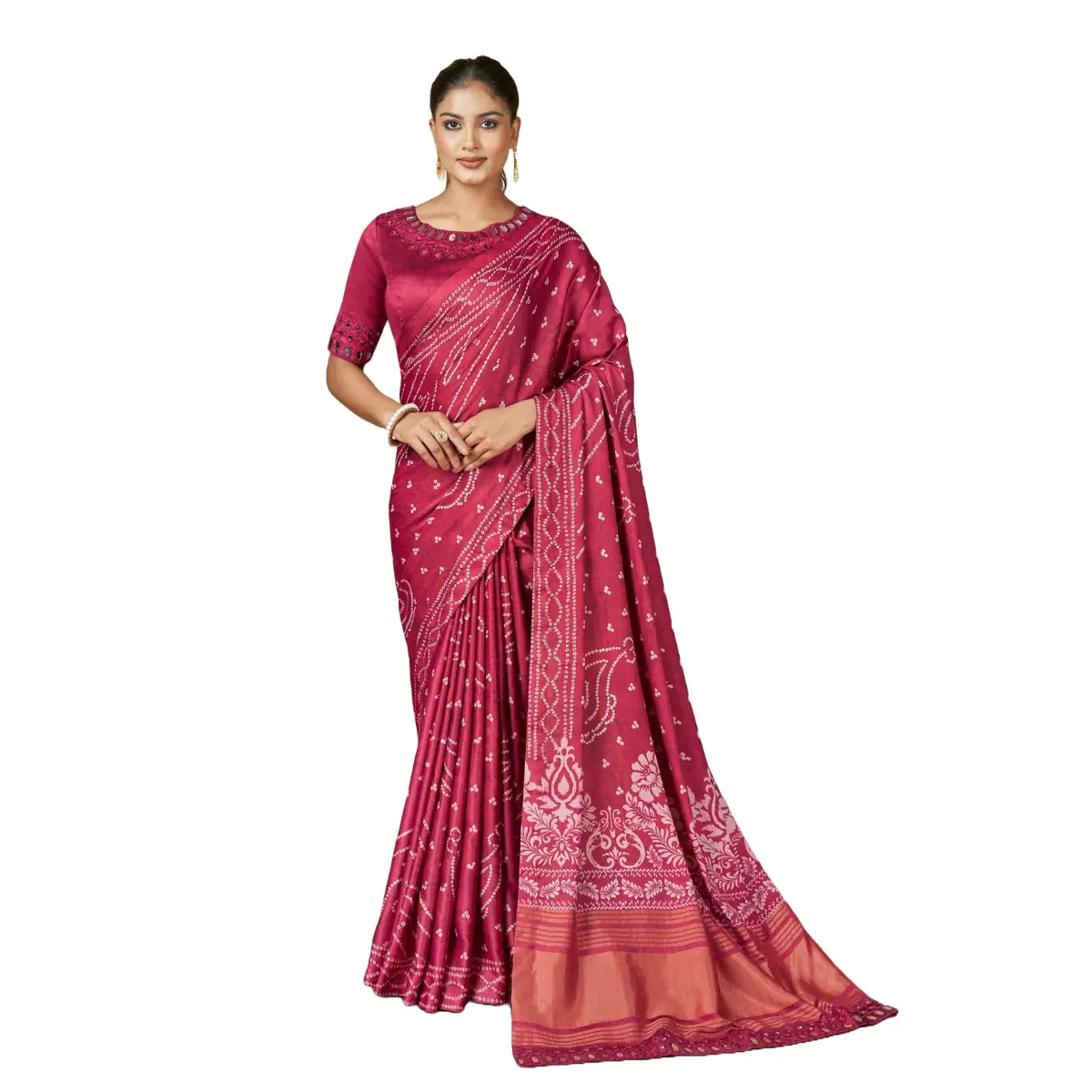 Red Color Stone Work Tissue Saree