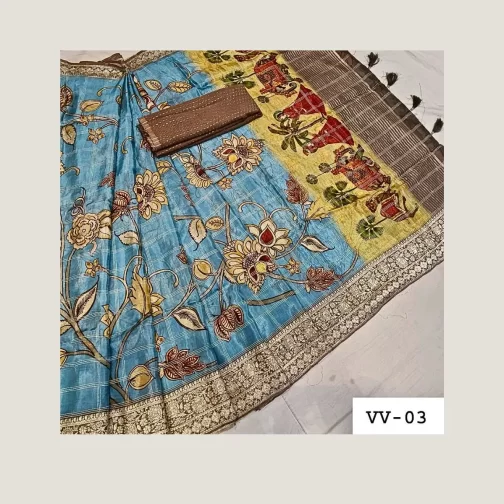 blue colour dola silk saree