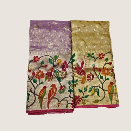 kota silk embroidery sarees with paithani boarder cream colour fancy saree3